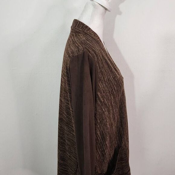 LOGO by Lori Goldstein Brown Zip-Front Cardigan Size Small Brown Cardigan - Picture 4 of 7